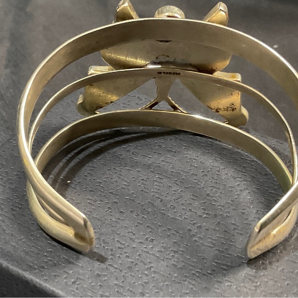 Bueatiful Vintage Butterfly Silver Inlaid with Albolny Cuff Bracelet - Picture 6 of 9